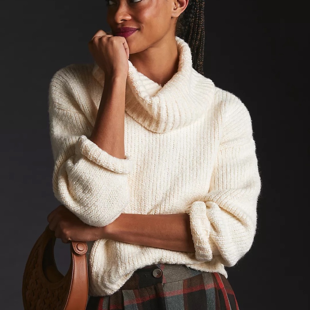 Pilcro Soft Cream Turtleneck Sweater - Picture 2 of 15